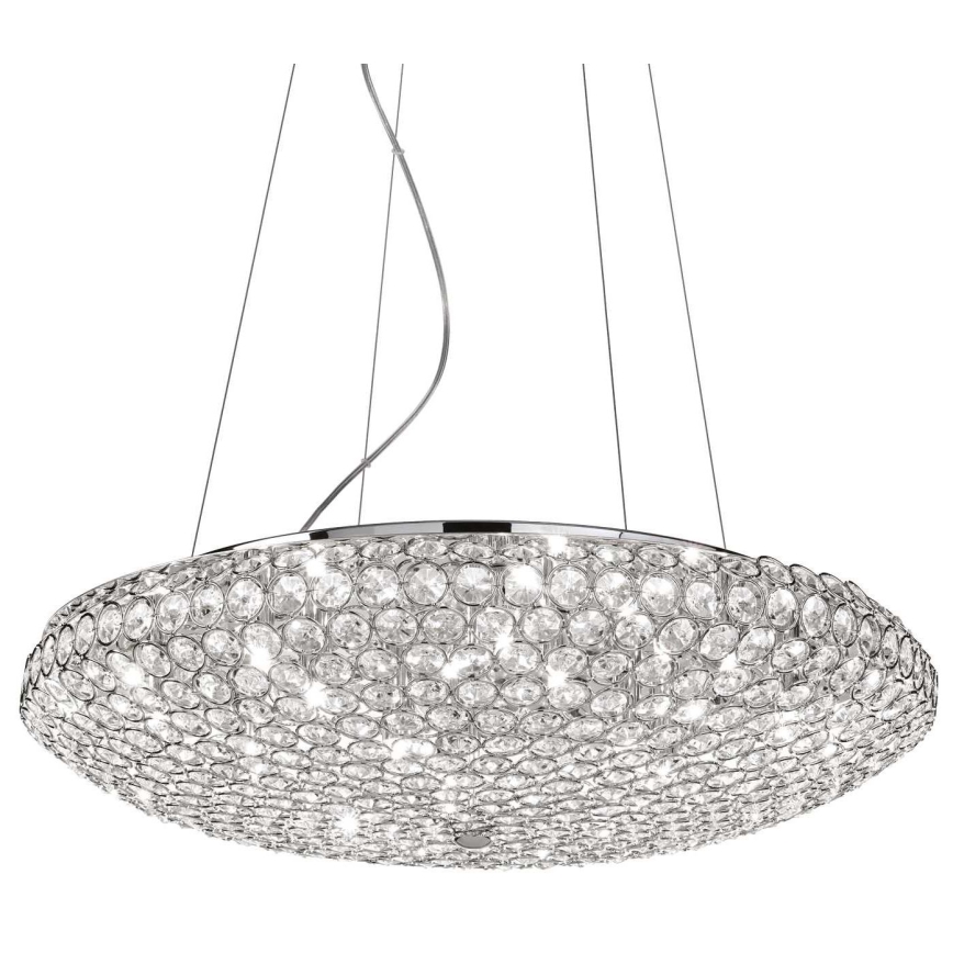 Ideal Lux - Lámpara LED de cristal colgante KING 12xG9/3W/230V diá. 65 cm cromo brillante