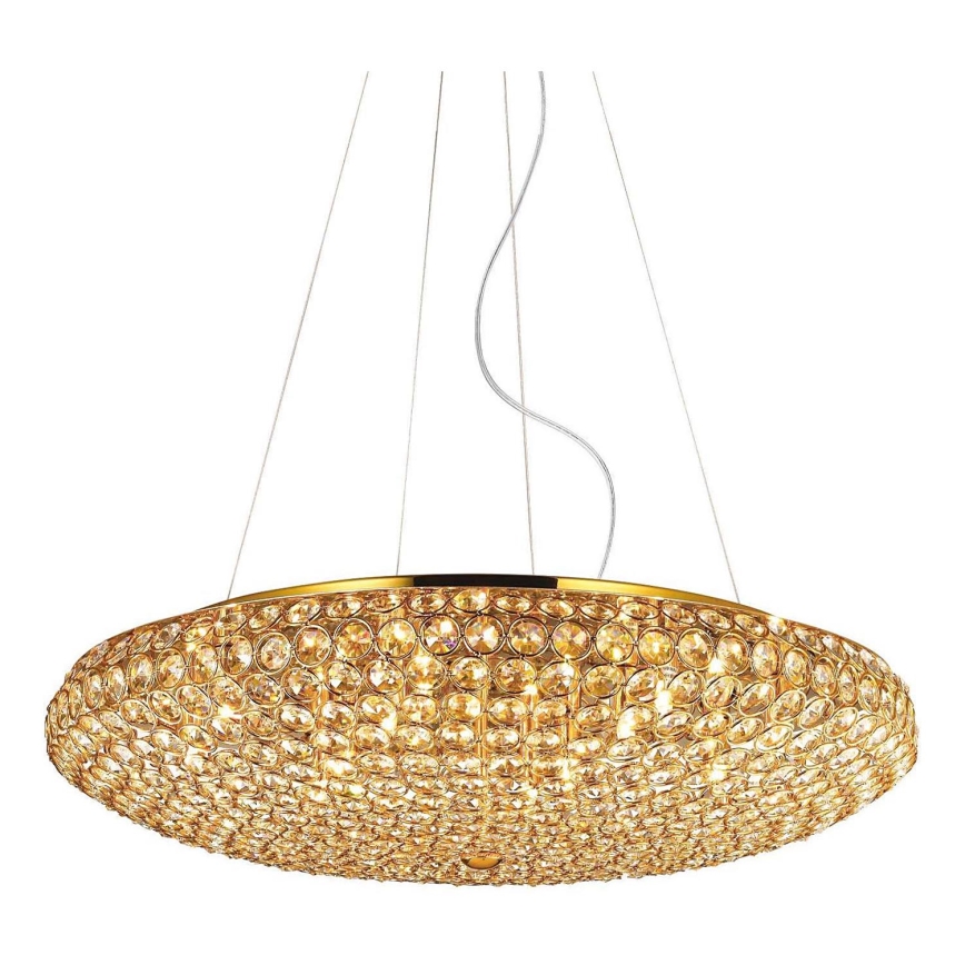Ideal Lux - Lámpara LED de cristal colgante KING 12xG9/3W/230V diá. 65 cm dorado