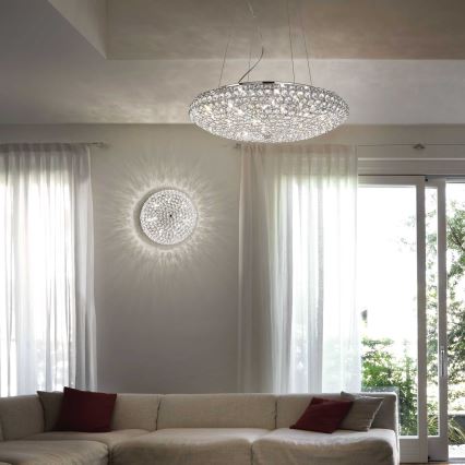 Ideal Lux - Lámpara LED de cristal colgante KING 7xG9/3W/230V diá. 46 cm cromo brillante
