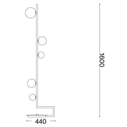 Ideal Lux - Lámpara LED de pie BIRDS 5xG9/3W/230V negro/dorado