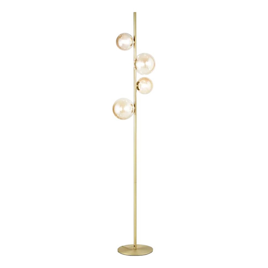 Ideal Lux - Lámpara LED de pie PERLAGE 4xG9/3W/230V dorado/ahumado