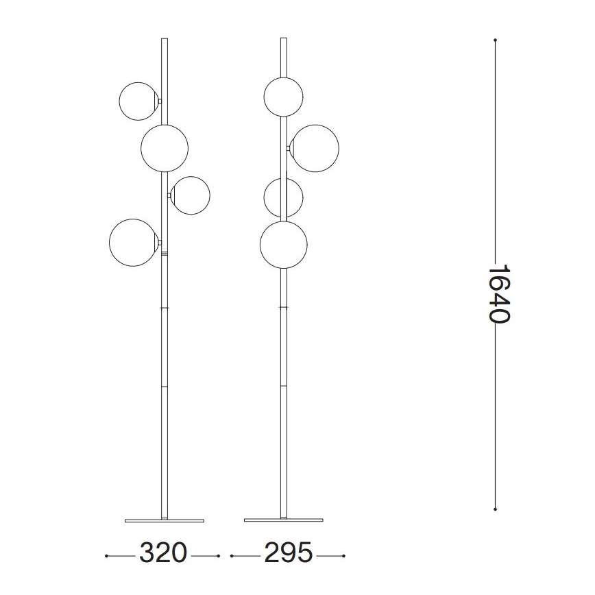 Ideal Lux - Lámpara LED de pie PERLAGE 4xG9/3W/230V dorado/ahumado