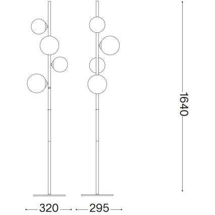 Ideal Lux - Lámpara LED de pie PERLAGE 4xG9/3W/230V dorado/blanco