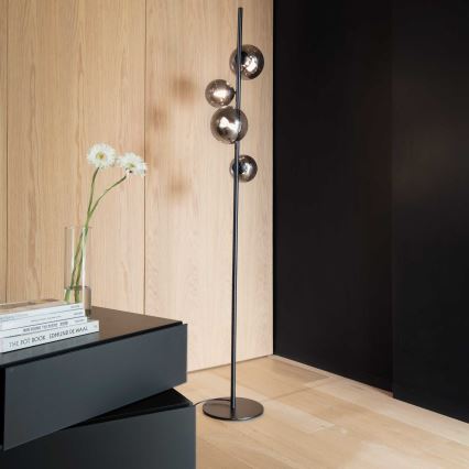 Ideal Lux - Lámpara LED de pie PERLAGE 4xG9/3W/230V negro/ahumado