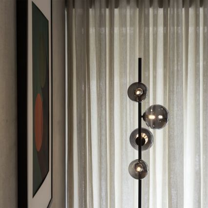 Ideal Lux - Lámpara LED de pie PERLAGE 4xG9/3W/230V negro/ahumado