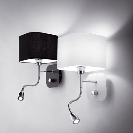 Ideal Lux - Lámpara LED flexible 1xE14/40W/230V + LED/1W/230V negro