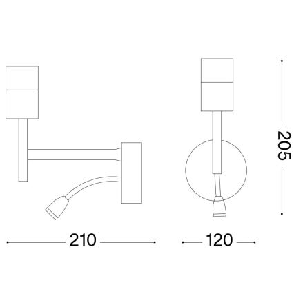 Ideal Lux - LED Lámpara flexible con soporte SET UP 1xE27/42W + LED/3W/230V CRI 90 USB cromo brillante