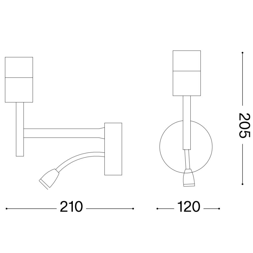 Ideal Lux - LED Lámpara flexible con soporte SET UP 1xE27/42W + LED/3W/230V CRI 90 USB cromo brillante