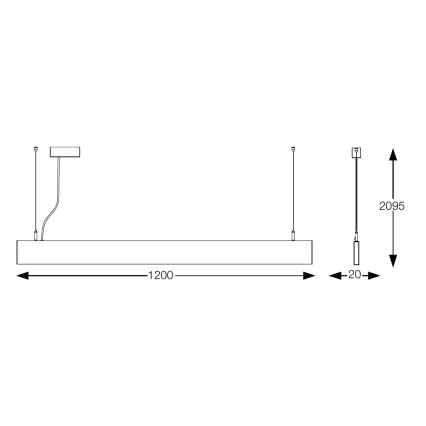 Ideal Lux - Lámpara LED suspendida en cable STEEL LED/29W/230V 3000K CRI 90 120 cm blanca
