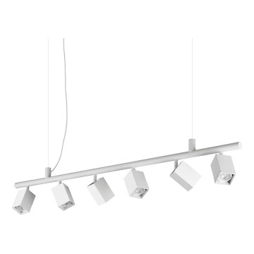 Ideal Lux - Lámpara LED suspendida por cable DYNAMITE 6xGU10/7W/230V CRI 90 blanca