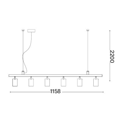 Ideal Lux - Lámpara LED suspendida por cable DYNAMITE 6xGU10/7W/230V CRI 90 blanca