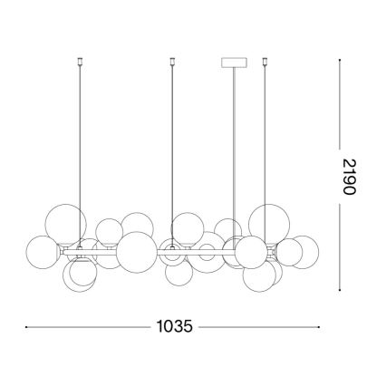 Ideal Lux - Lámpara LED suspendida por cable PERLAGE 25xG9/3W/230V 110 cm dorada/blanca