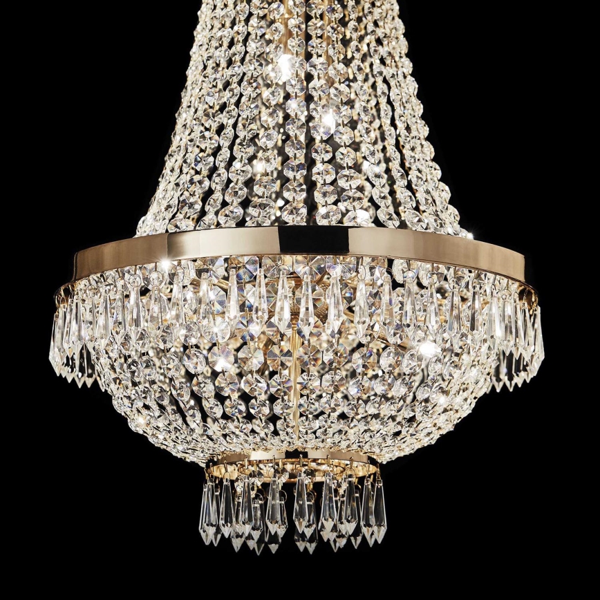 Ideal Lux - LED Lámpara colgante de cristal CAESAR 12xG9/3W/230V diá. 55 cm dorado