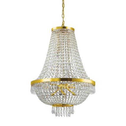 Ideal Lux - LED Lámpara colgante de cristal CAESAR 12xG9/3W/230V diá. 55 cm dorado