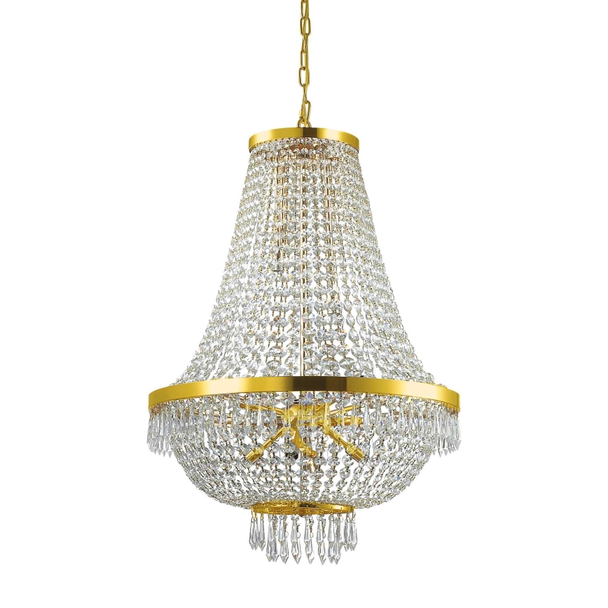 Ideal Lux - LED Lámpara colgante de cristal CAESAR 12xG9/3W/230V diá. 55 cm dorado