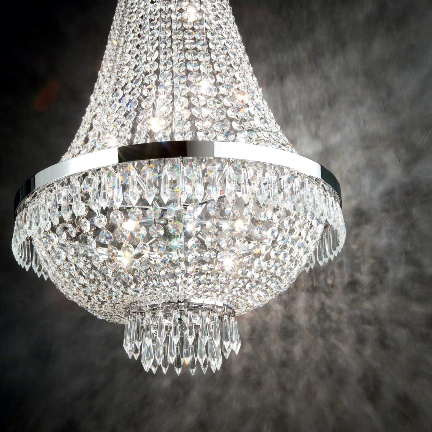 Ideal Lux - LED Lámpara colgante de cristal CAESAR 9xG9/3W/230V diá. 45 cm cromo brillante