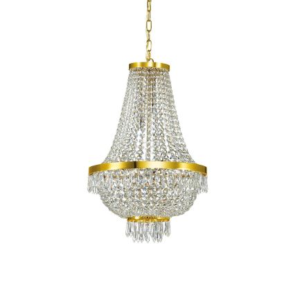 Ideal Lux - LED Lámpara colgante de cristal CAESAR 9xG9/3W/230V diá. 45 cm dorado