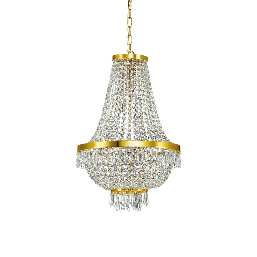 Ideal Lux - LED Lámpara colgante de cristal CAESAR 9xG9/3W/230V diá. 45 cm dorado