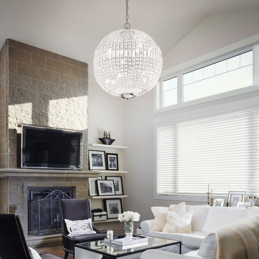 Ideal Lux - LED Lámpara colgante de cristal LUXOR 6xG9/3W/230V diá. 40 cm transparente
