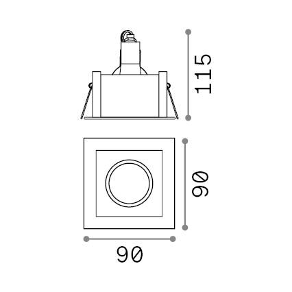 Ideal Lux - Luminaria empotrada de techo FUNKY 1xGU10/50W/230V 9x9 cm cromo mate