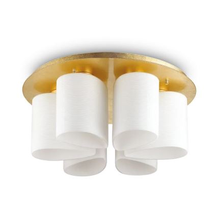 Ideal Lux - Plafón DAISY 6xE27/52W/230V diá. 60 cm dorado/blanco