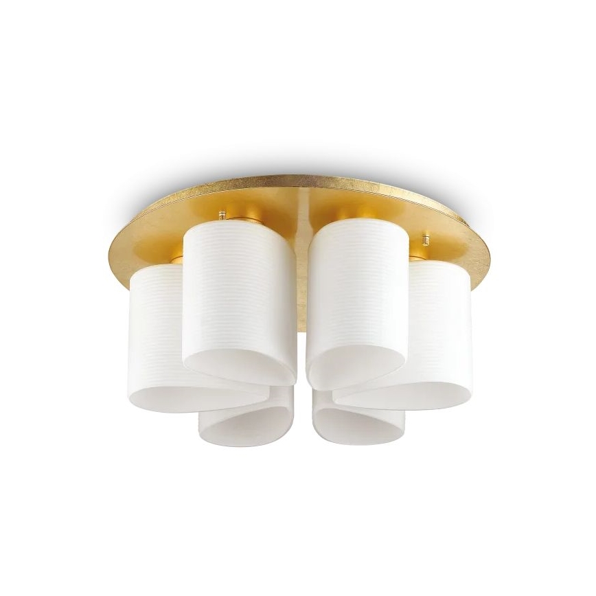 Ideal Lux - Plafón DAISY 6xE27/52W/230V diá. 60 cm dorado/blanco