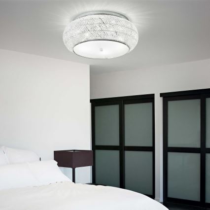 Ideal Lux - Plafón de cristal PASHA 10xE14/40W/230V diá. 55 cromo brillante