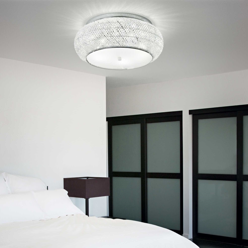 Ideal Lux - Plafón de cristal PASHA 10xE14/40W/230V diá. 55 cromo brillante