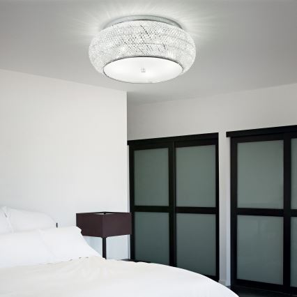 Ideal Lux - Plafón de cristal PASHA 14xE14/40W/230V diá. 65 cromo brillante