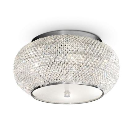 Ideal Lux - Plafón de cristal PASHA 6xE14/40W/230V diá. 40 cm cromo brillante