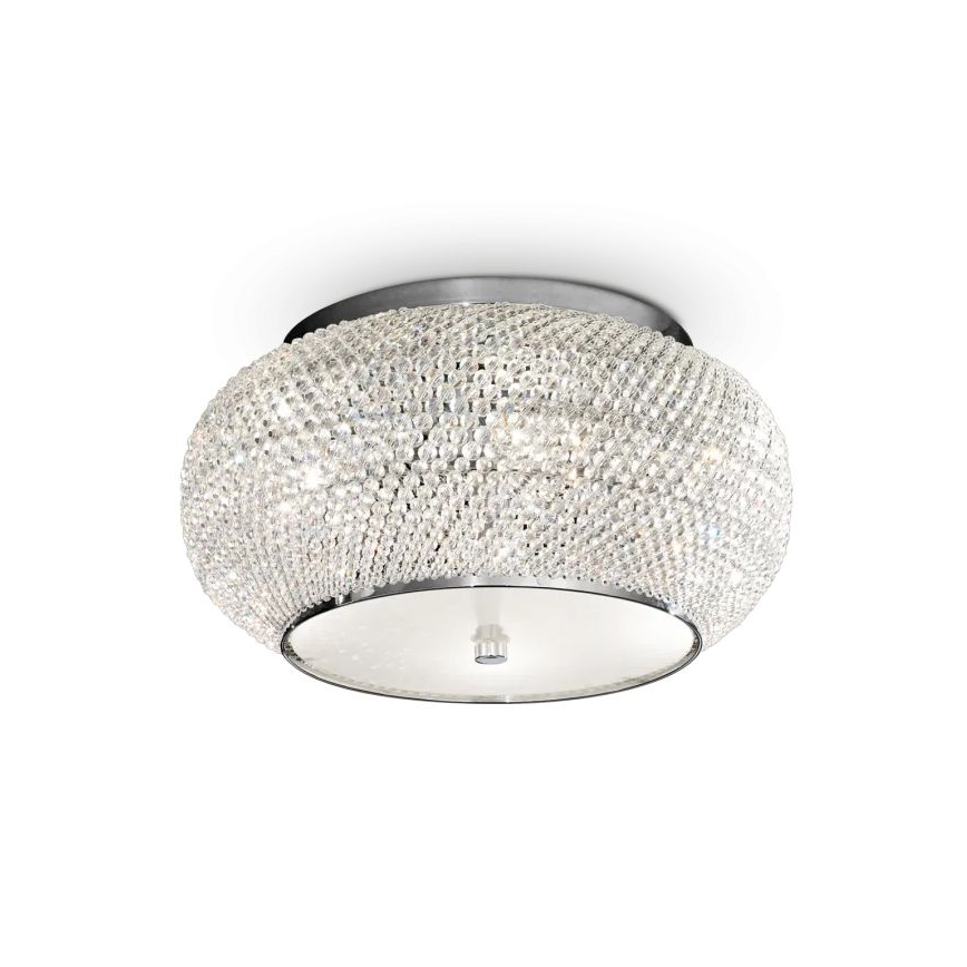 Ideal Lux - Plafón de cristal PASHA 6xE14/40W/230V diá. 40 cm cromo brillante