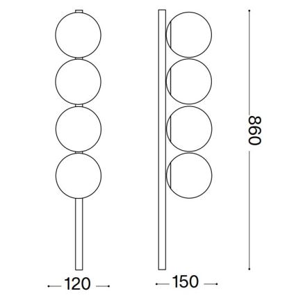 Ideal Lux - Plafón LED BINOMIO 4xG9/3W/230V dorado