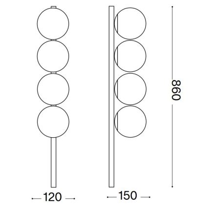Ideal Lux - Plafón LED BINOMIO 4xG9/3W/230V negro