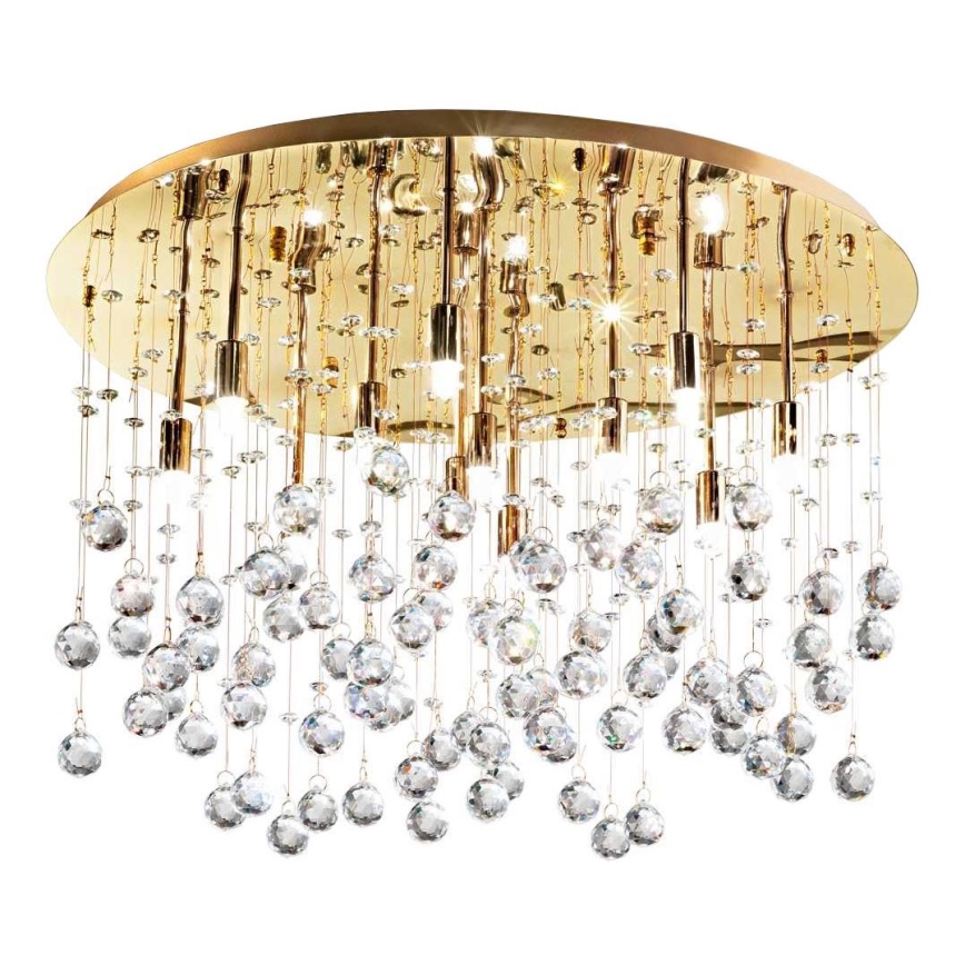 Ideal Lux - Plafón LED de cristal MOONLIGHT 12xG9/3W/230V pr.60 cm dorado