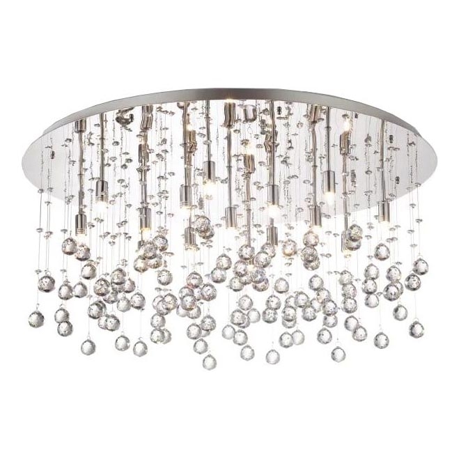 Ideal Lux - Plafón LED de cristal MOONLIGHT 15xG9/3W/230V diá. 80 cm cromo brillante