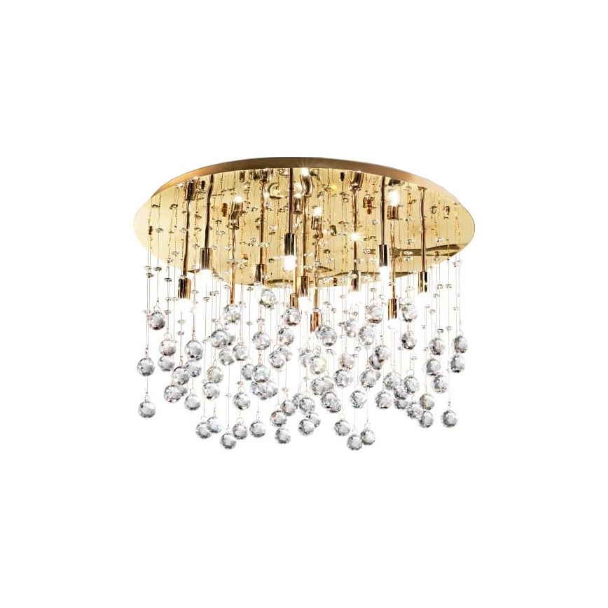 Ideal Lux - Plafón LED de cristal MOONLIGHT 15xG9/3W/230V diá. 80 cm dorado