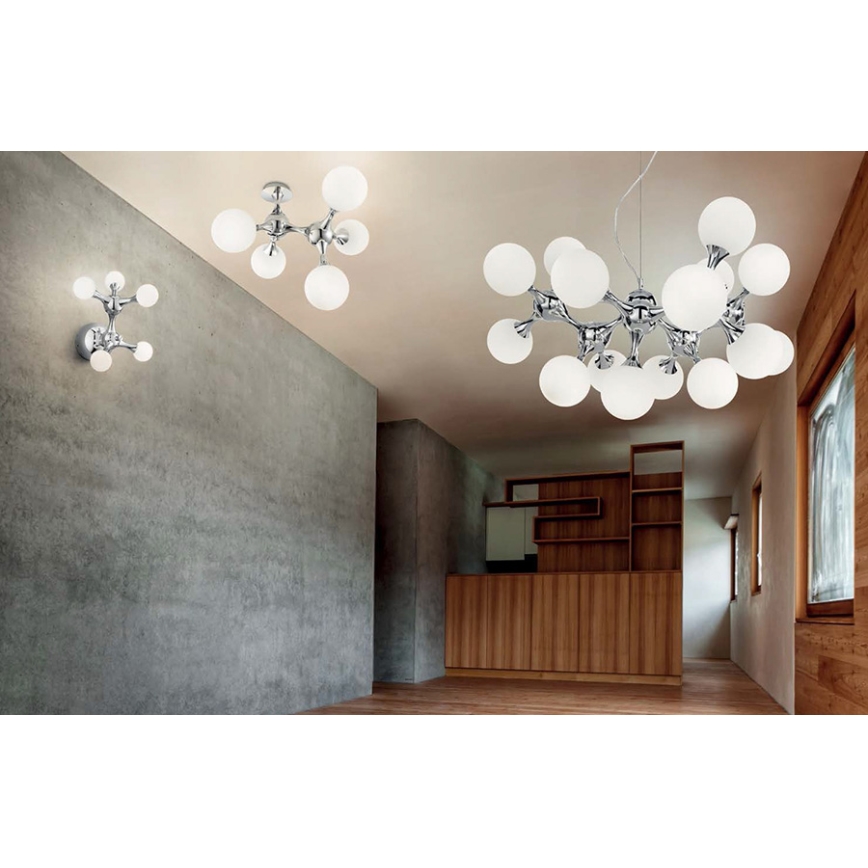Ideal Lux - Plafón NODI 5xE14/28W/230V cromo brillante/blanco