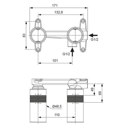 Ideal Standard A1313NU - Cuerpo de instalación para mezclador empotrado de lavabo BUILT-IN azul