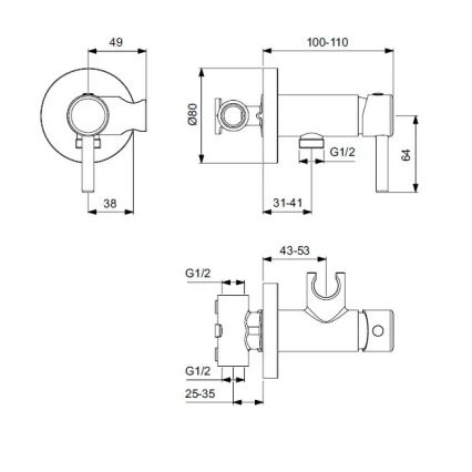 Ideal Standard A5809AA - Grifo para bidé de instalación empotrada IDEALSPRAY cromado brillante