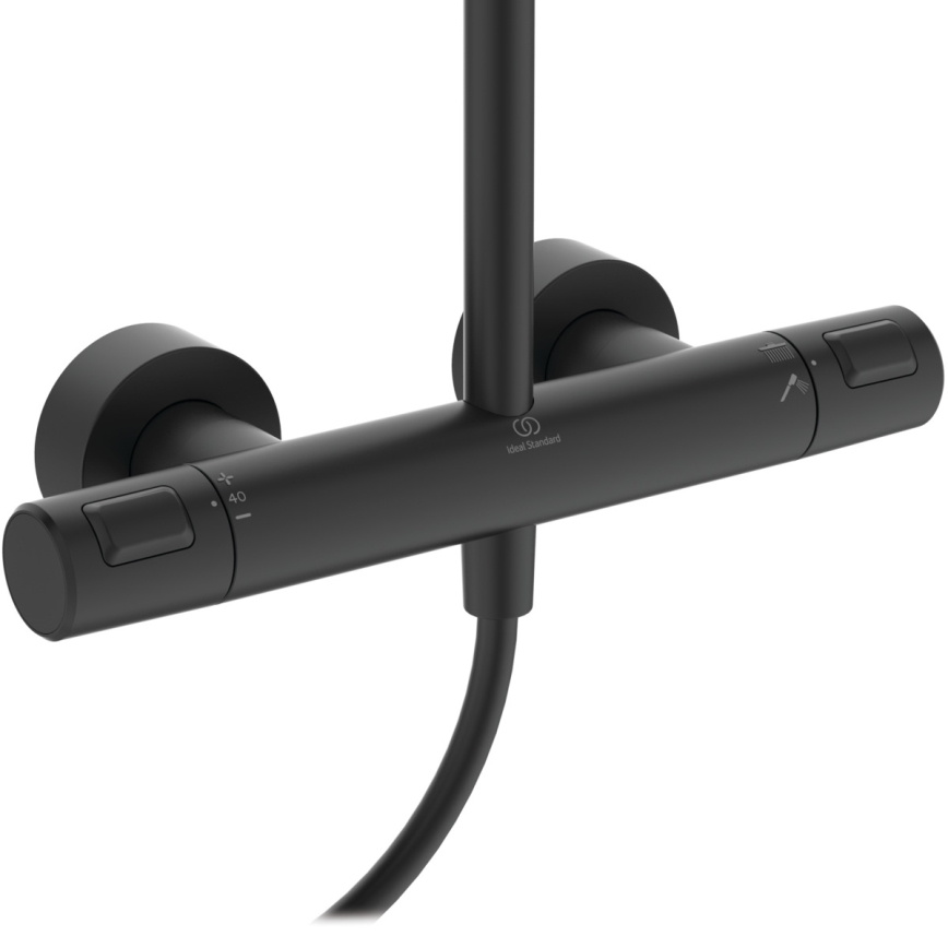 Ideal Standard A7545XG - Kit de ducha con grifo termostático CERATHERM T25, acabado negro mate