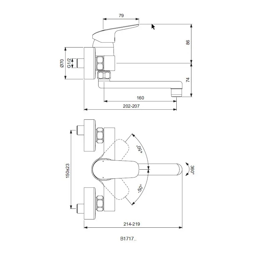 Ideal Standard B1717AA - Grifo para fregadero CERAFLEX, cromo brillante