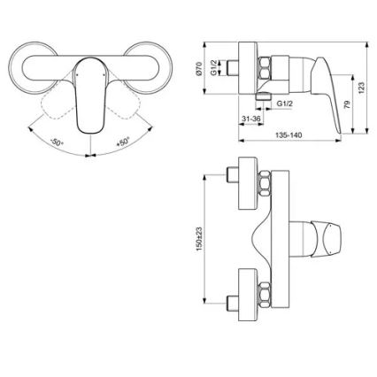 Ideal Standard B1720AA - Mezclador de ducha CERAFLEX, acabado cromo brillante
