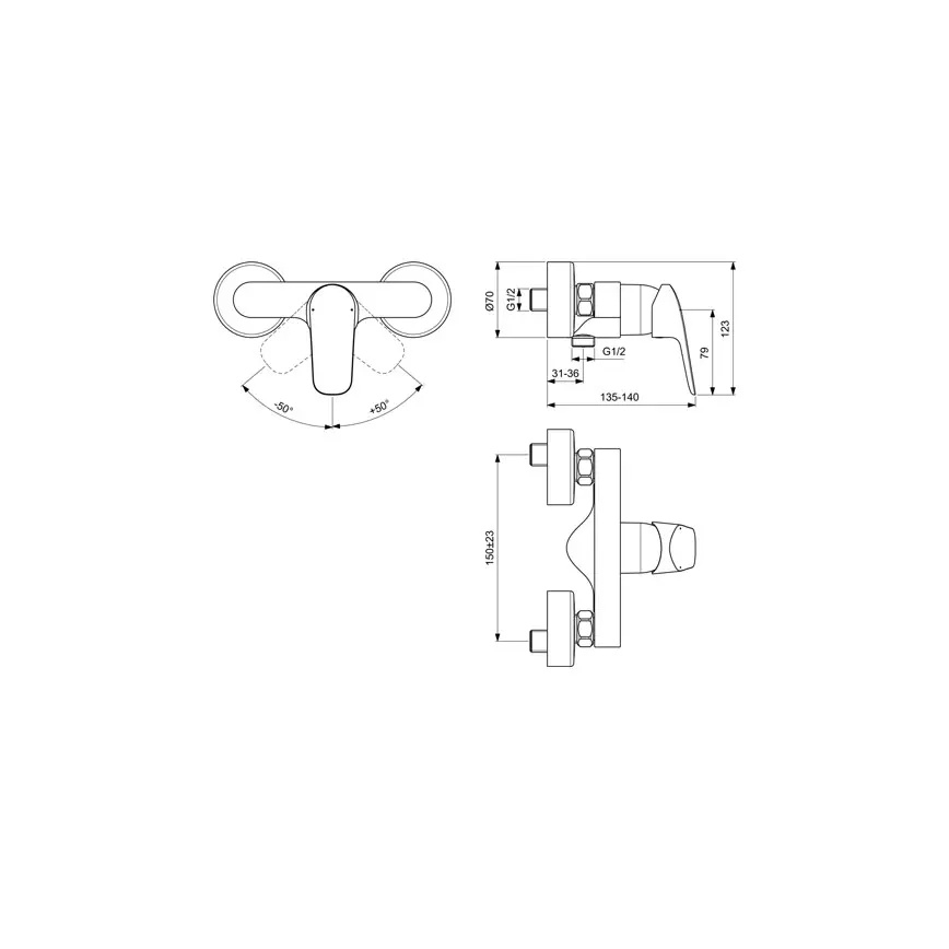 Ideal Standard B1720AA - Mezclador de ducha CERAFLEX, acabado cromo brillante