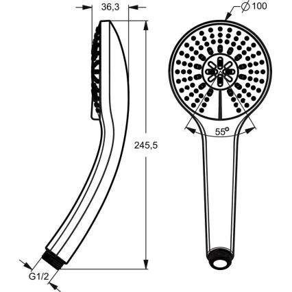 Ideal Standard B9403AA - Ducha de mano IDEALRAIN cromo brillante