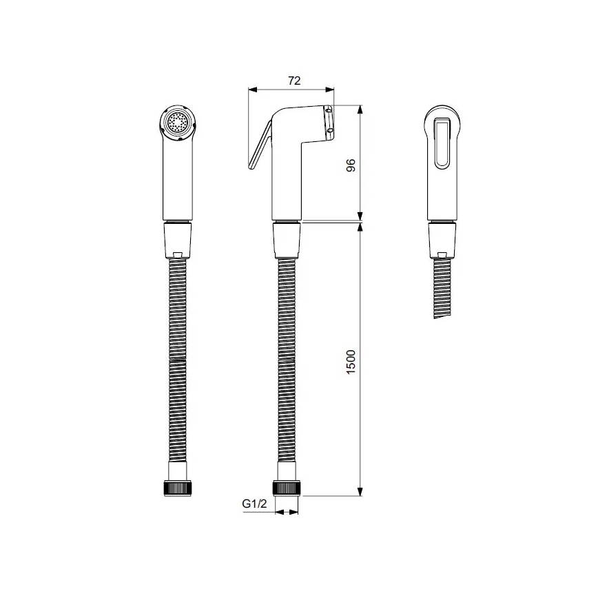 Ideal Standard BC180AA - Rociador higiénico manual IDEALSPRAY 150 cm, cromo brillante
