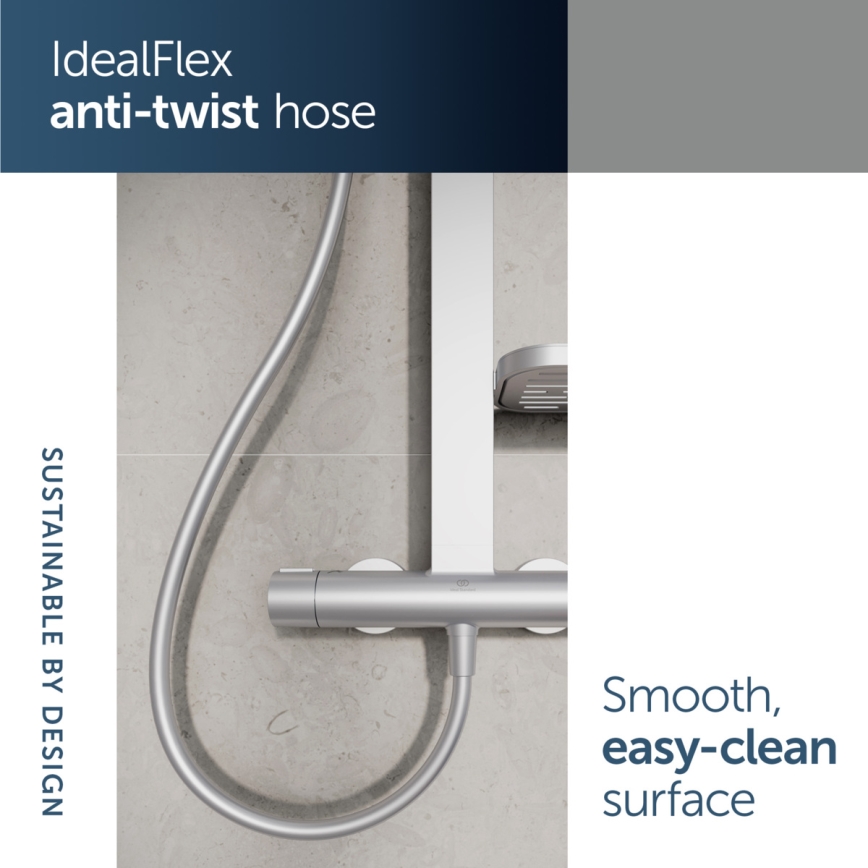 Ideal Standard BD583SI - Set de ducha con grifo termostático CERATHERM ALU+ plateado