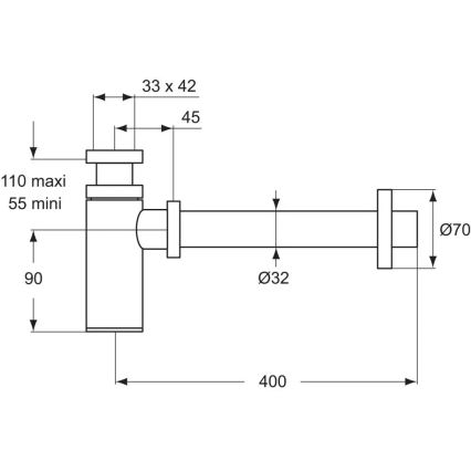Ideal Standard D5859AA - Sifón para lavabo, cromo mate