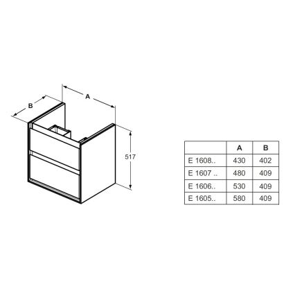 Ideal Standard E1606B2 - Mueble bajo lavabo CONNECT AIR 53x40,9cm blanco
