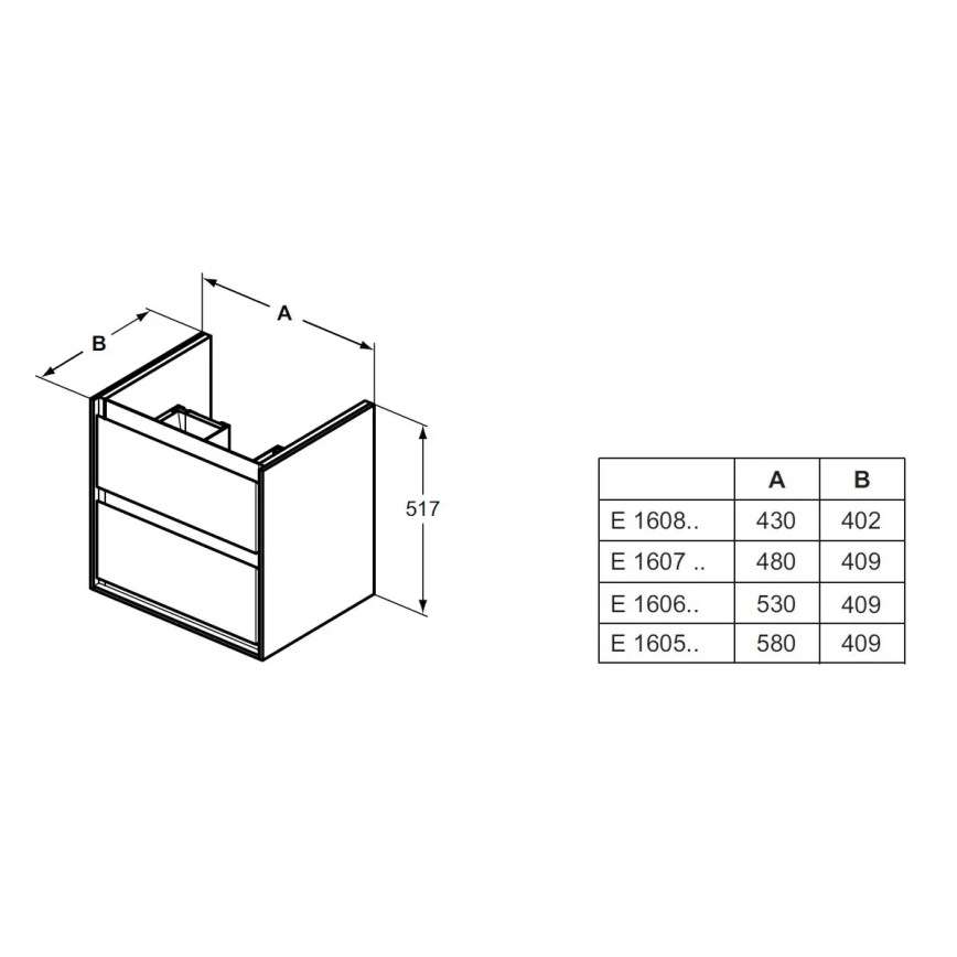 Ideal Standard E1606B2 - Mueble bajo lavabo CONNECT AIR 53x40,9cm blanco