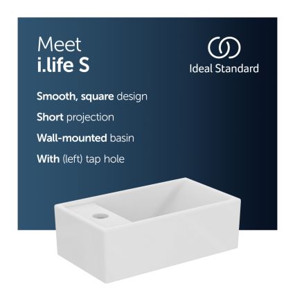 Ideal Standard E211301 - Lavabo suspendido I.LIFE S 37x21 cm cerámica/blanco